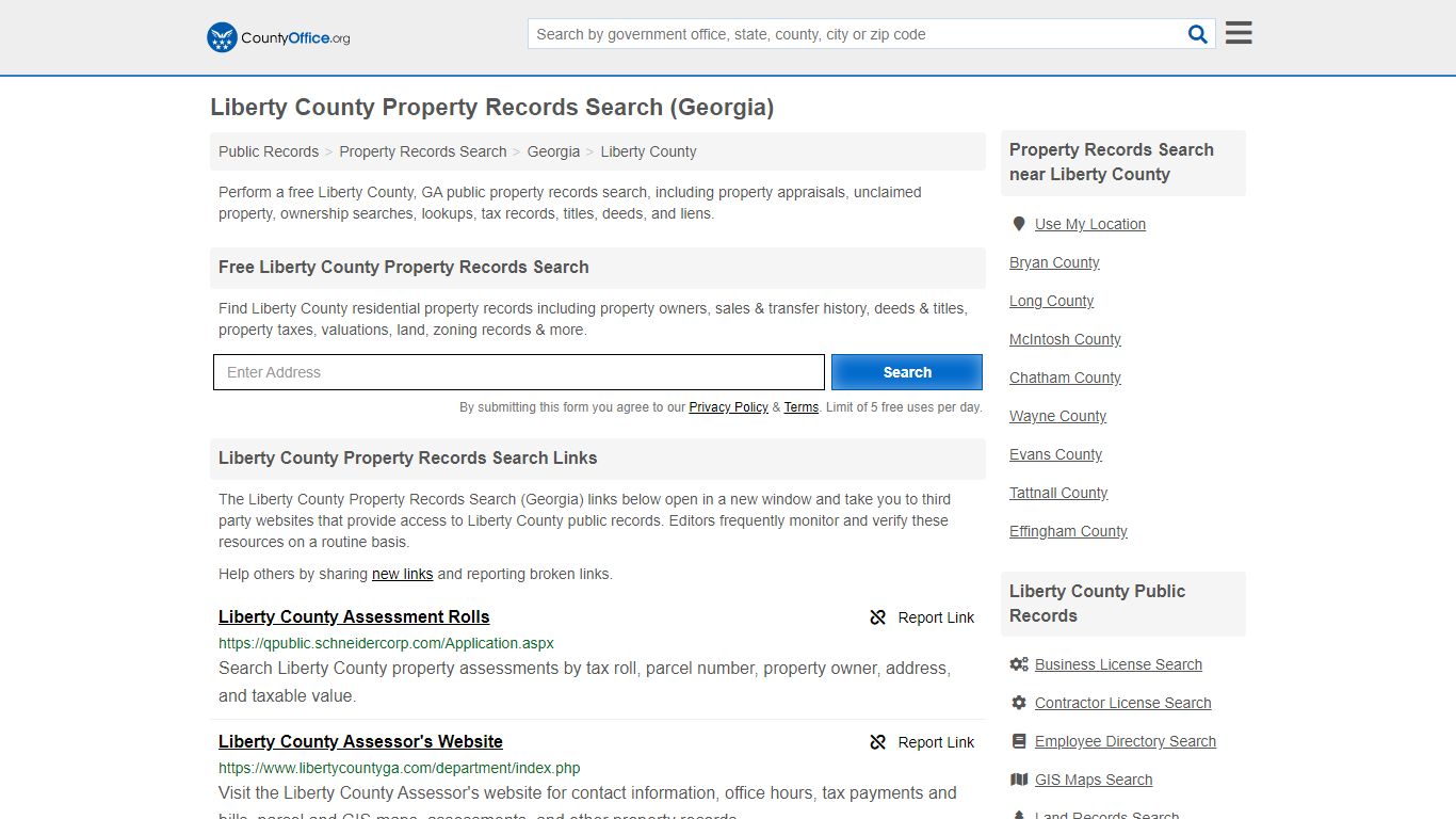 Property Records Search - Liberty County, GA (Assessments ...